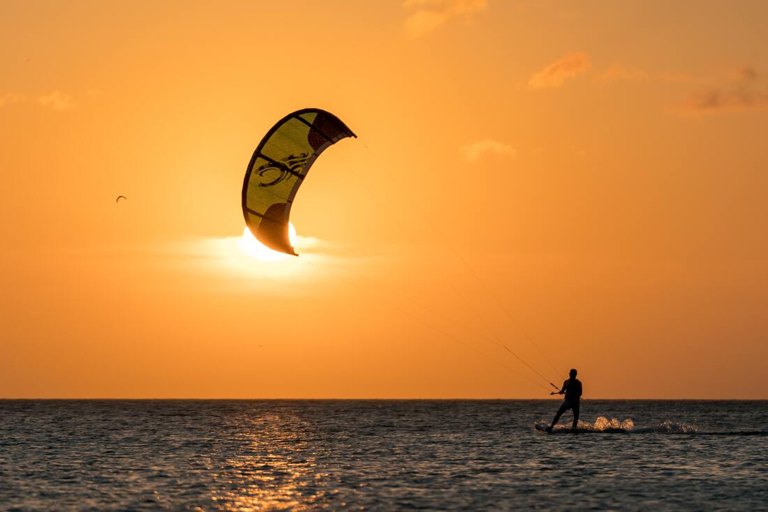 Kite surfing at the beach